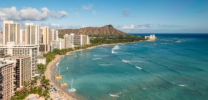 Surf at Waikiki beach, Oahu hawaii
