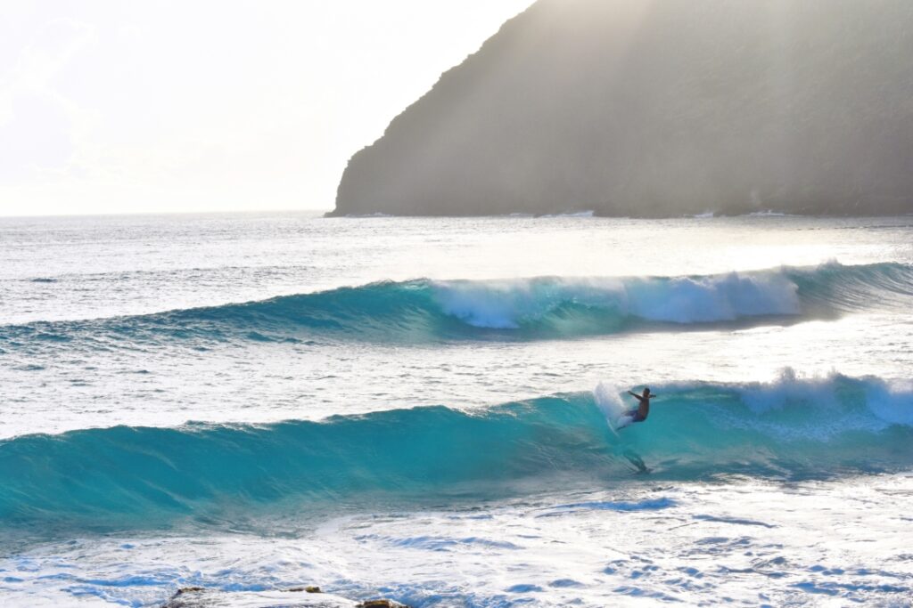 surfing in Oahu, Hawaii, United States