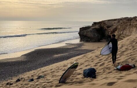 Surfing at La Bobine, Sidi Kaouki, Morocco